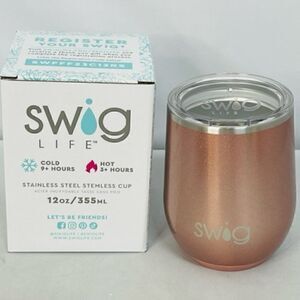SWIG Life 12oz Stemless cup New in Box Triple Insulated Technology Dishwasher sa